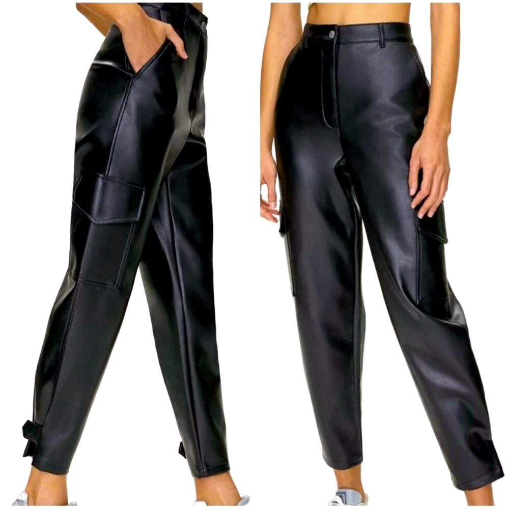 Wilfred Aritzia Vegan Leather Black Modern Cargo
High Rise Pants SZ 6